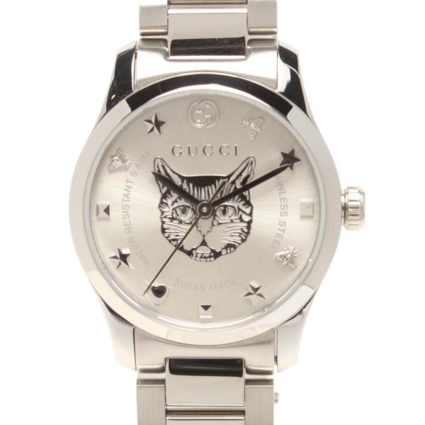 GUCCI 時計 シルバー 美品 グッチ 腕時計 Gタイムレス クオーツ シルバー YA126595