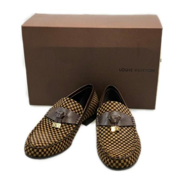 ルイ・ヴィトン ハラコ ローファー ダミエ柄 メンズ SIZE 6 1/2 (S