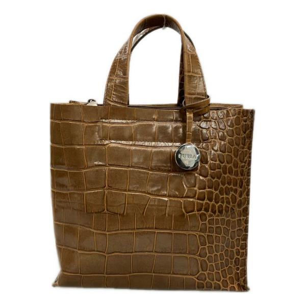 フルラ ハンドバッグ レザー クロコ型押し レディース Furla