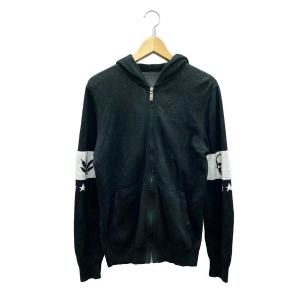 ルシアンペラフィネ カシミヤ混スカルジップスウェットパーカー メンズ