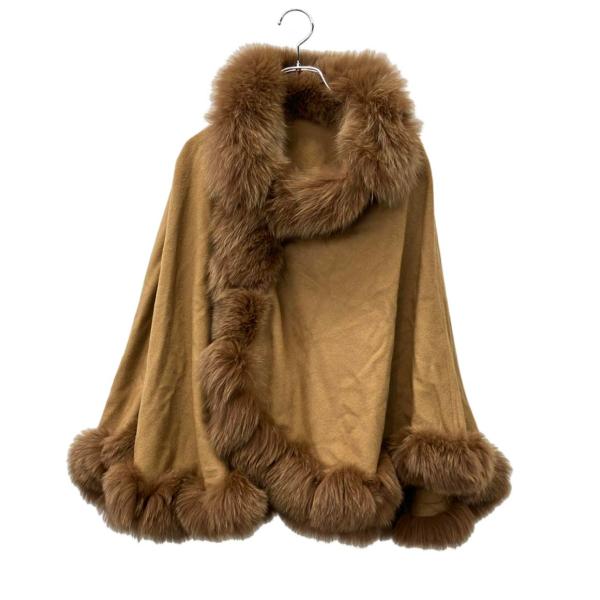 極美品 SAGA FURS カシミヤ100 フォックス ラビットファー ポンチョ サガ ファー コート ポンチョ カシミヤ100% ブルーフォックス ラビット