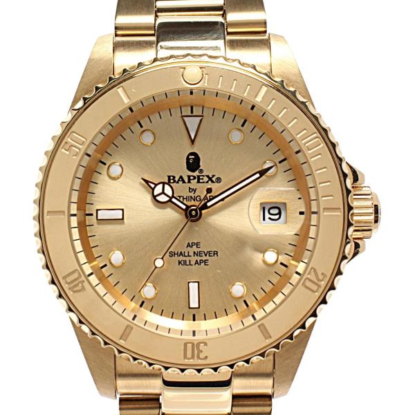 アベイシングエイプ 腕時計 BAPEX 自動巻き ゴールド メンズ A BATHING