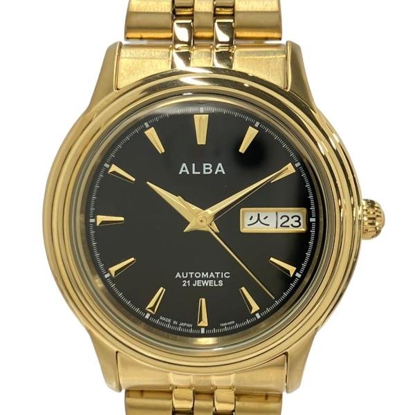 【未使用】SEIKO ALBA 7S26-KPD0 自動巻き 腕時計 デイデイト セイコー 腕時計 ALBA アルバ 自動巻き ブラック 7S26-KPD0 メンズ