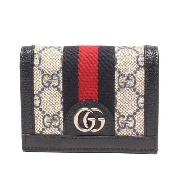 美品 グッチ 二つ折り財布 GGスプリーム オフディア 523155 0416
