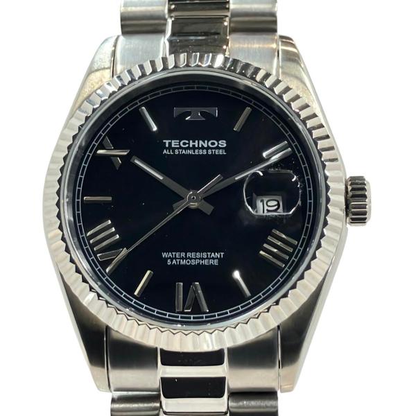 テクノス 腕時計 クオーツ ブラック TSM921 メンズ TECHNOS 中古 