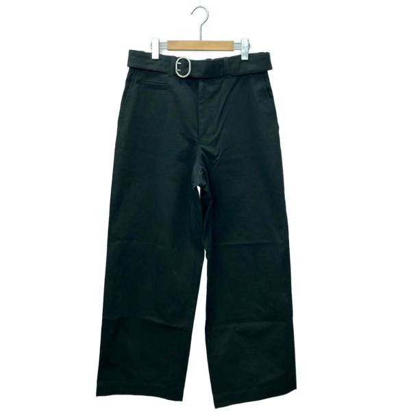 破損あり美品。ジルサンダー ベルベットパンツ 黒 M46 美品 『ジルサンダー』(46) スラックス ストレートパンツ フルレングス