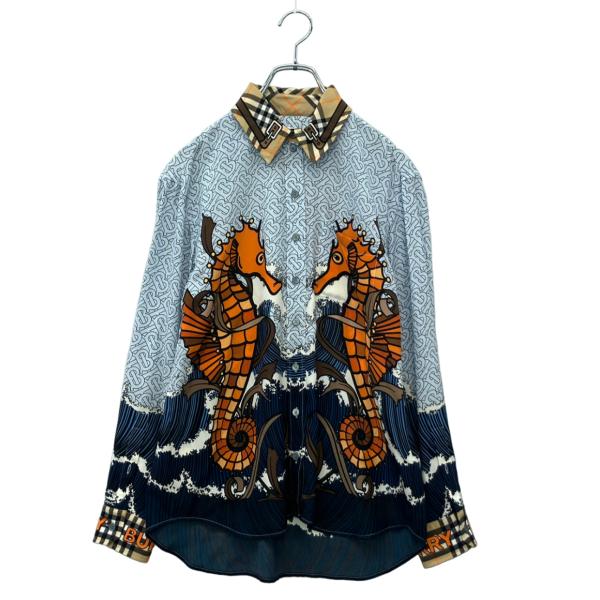 美品 バーバリー 長袖シャツ モノグラム タツノオトシゴ 8024587