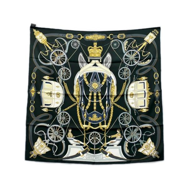 美品 エルメス スカーフ カレ90 シルク100% ステイトリー