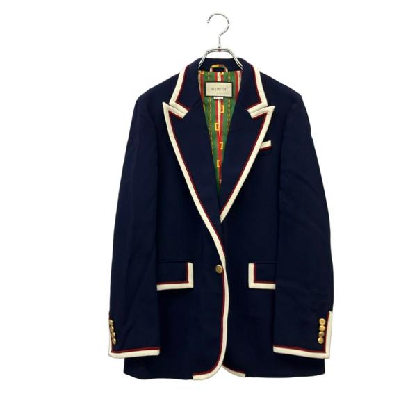 極美品❣️ GUCCI グッチ テーラード ジャケット GG柄 ブレザー 6 グッチ テーラードジャケット Stretch Viscose Jacket 紺ブレザー