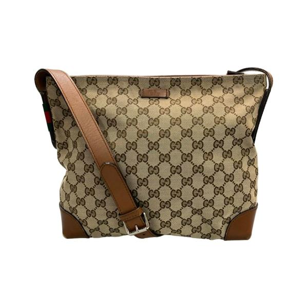 GUCCI グッチ　ショルダーバッグ　GGキャンバス　レザー　　肩掛け 1円 GUCCI グッチ 109106 GGキャンバス×レザー ショルダーバッグ