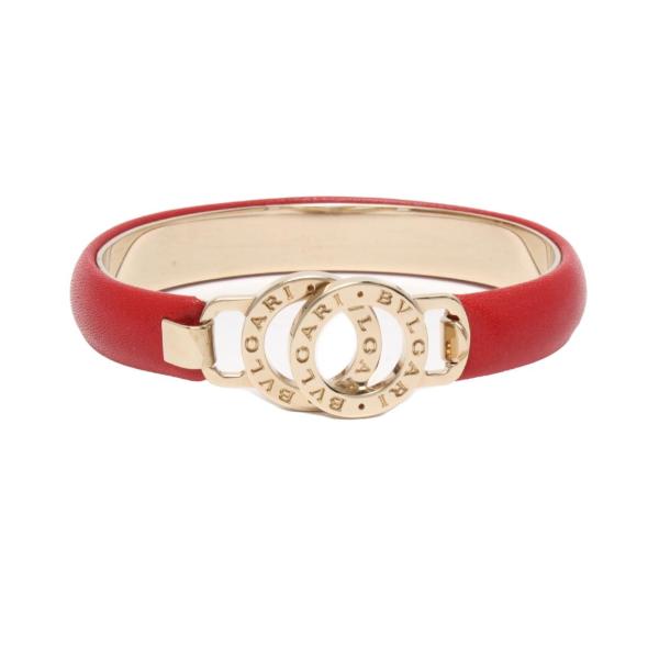 BVLGARI バングル ブルガリ・ブルガリ シルバー レザー 美品 未使用 美品 ブルガリ バングル ブレスレット ブルガリブルガリ レザー メタル