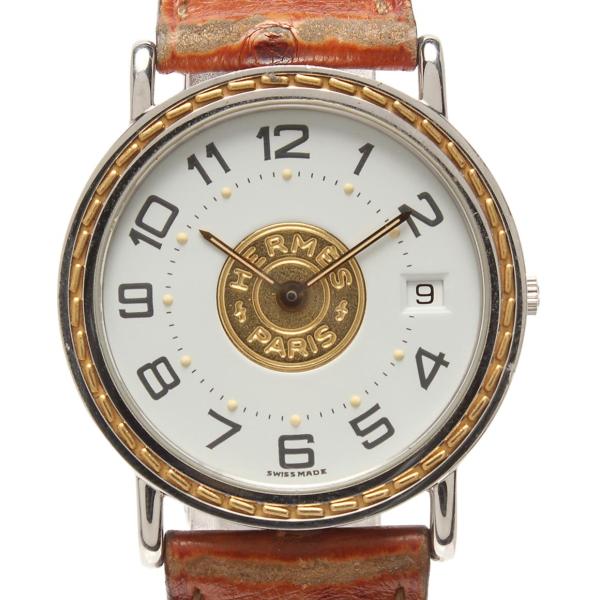 エルメス 腕時計 セリエ クオーツ ホワイト メンズ HERMES 中古