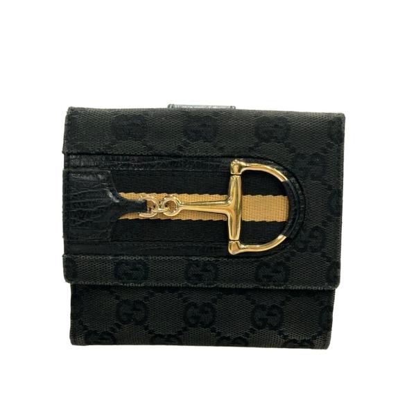 GUCCI 二つ折り財布 美品 グッチ ダブルホック 二つ折り財布 138029 2149 レディース GUCCI 中古