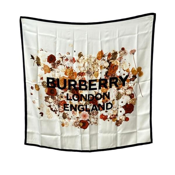 バーバリー スカーフ シルク100% 花柄 レディース BURBERRY 中古