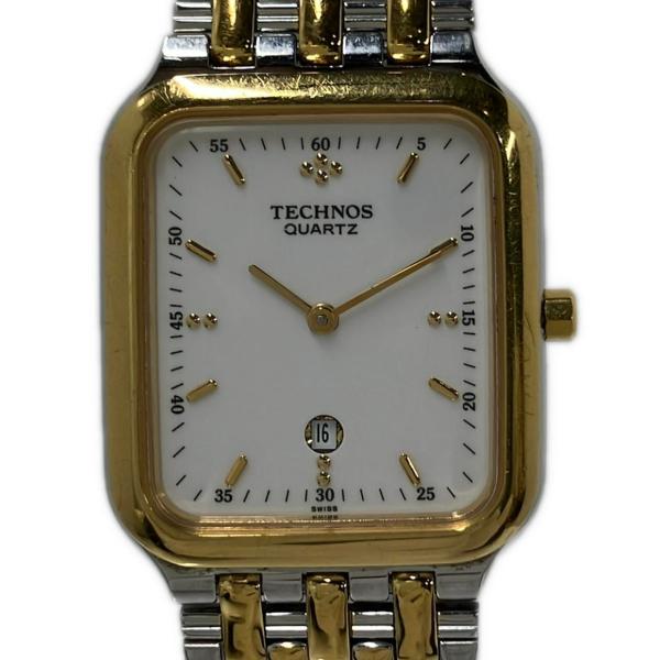 テクノス 腕時計 クオーツ ホワイト 11111.37 メンズ TECHNOS 中古