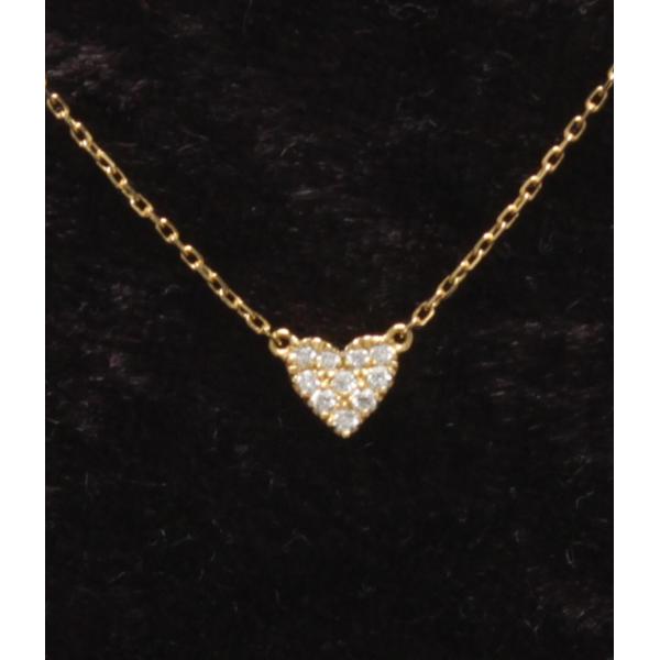 美品 アーカー ネックレス K18 パヴェダイヤ 0.05ct ハートモチーフ