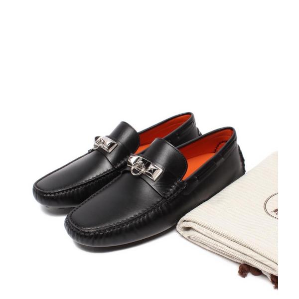 美品 エルメス モカシンローファー ドライビングシューズ シルバー金具