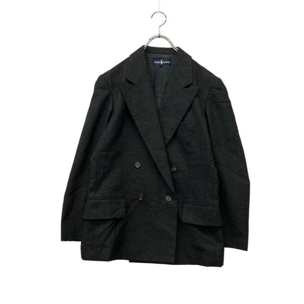 美品 ラルフローレン 刺繍襟ダブルテーラードジャケット 黒 サイズ4*ZC826 美品 ラルフローレン 刺繍襟ダブルテーラードジャケット 黒 サイズ4