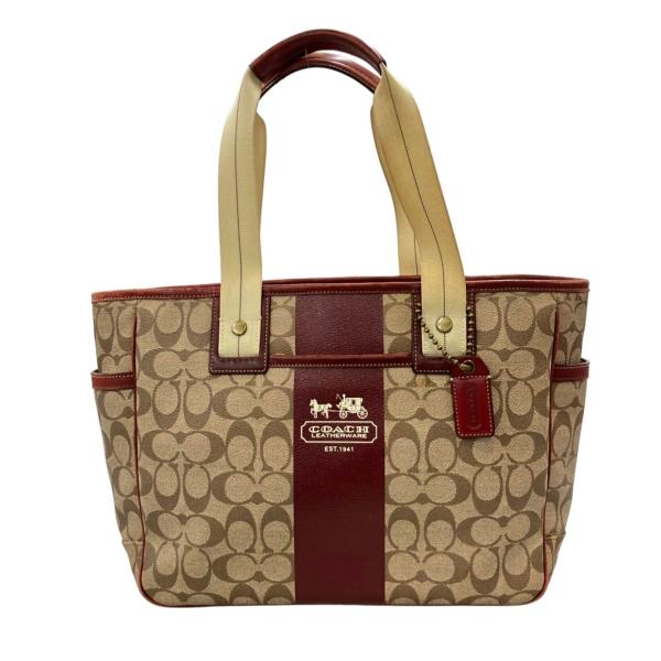 未使用☆COACHコーチ 2wayトートバッグ レザー ブラウン シグネチャー コーチ トートバッグ シグネチャー 70072 レディース COACH 中古
