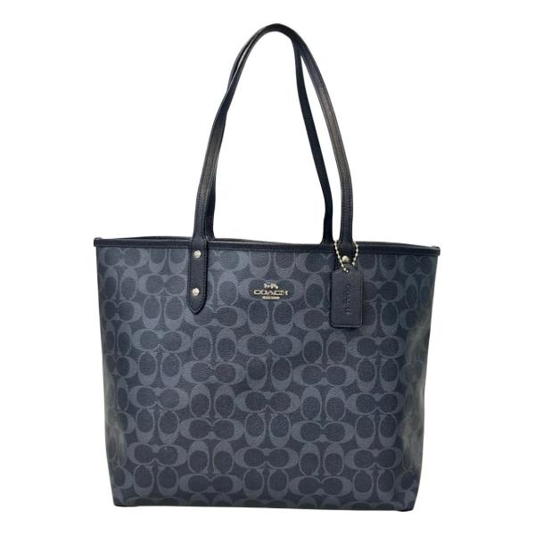 美品 COACH トートバッグ レザー グレー シグネチャー リバーシブル コーチ トートバッグ シグネチャー リバーシブル F58293 レディース