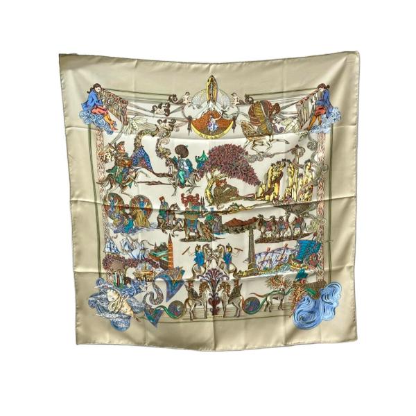 新品⭐︎HERMES エルメス カレ90 Au fil de la sole 美品 エルメス スカーフ カレ90 シルク100% Au FIL de la SOIE