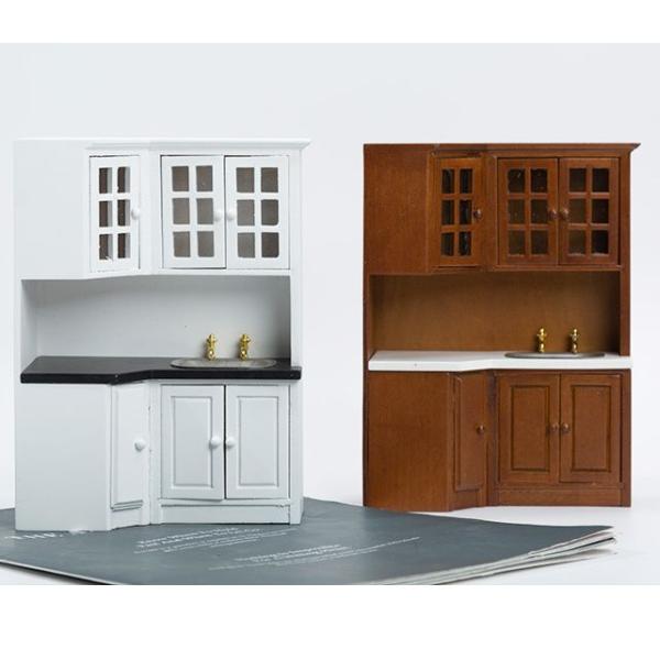ミニチュア雑貨 木製　キッチンシンク棚 お好みのドールハウスのカスタマイズに※撮影用小物は付属しません素　材：木カラー：2カラーサイズ：17.5×12.7×5.9cm生産地：中国