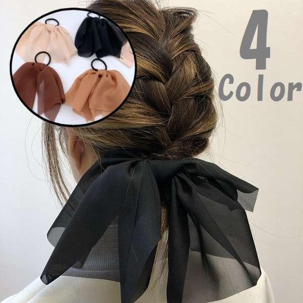 ヘアゴム シフォン リボン エレガント ヘアゴム ヘアアクセ 二重リボン レディース 仕事 デート 大きめ ダンス イベント ファンシーアクセのhumming F 通販 Yahoo ショッピング
