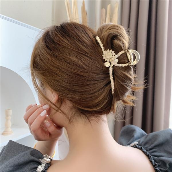 ラインストーン付きヘアクロークリップ ヘアクリップ ラインストーンメタルロングバンスクリップ ハーフ