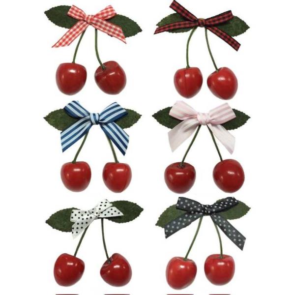 ヘアクリップ さくらんぼ チェリー リボン チェック ストライプ ドット フルーツ 果物 夏 ヘアアクセ 学生 ファンシーアクセのhumming F 通販 Yahoo ショッピング