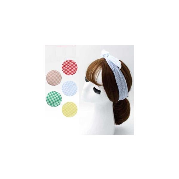 送料無料 ギンガム チェックが可愛いシフォンワイヤー うさ耳 送料無料 ギンガム チェックが可愛いシフォンワイヤー うさ耳