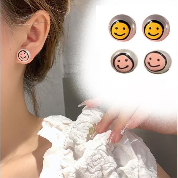 送料無料 ニコちゃん ピアス パール 可愛い 面白 にこにこ 笑顔 大人