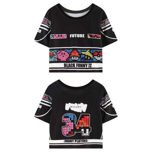 ゲームデザイン Tシャツ トップス ショート丈 へそ出し ドット絵 ビット絵 ブロック レディース 派手 渋谷 原宿 ロックt イベント ダンス R B 夏 Buyee Buyee 日本の通販商品 オークションの代理入札 代理購入