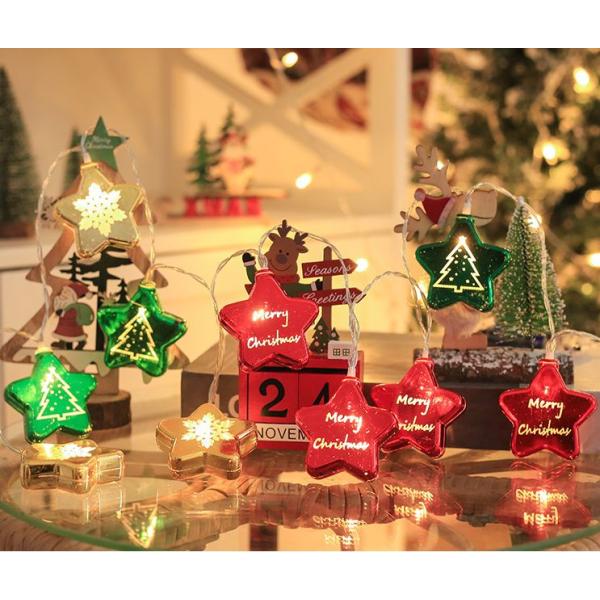 ※お急ぎの場合は、ご注文時に※※＜宅配便＞をご選択ください（有料）※クリスマス　ライトストリングスカラフルな光る星のモチーフのガーランドクリスマスツリーや壁、玄関どこでも飾れる可愛いデザインお部屋のポイントインテリアにいかがですか星型10個...
