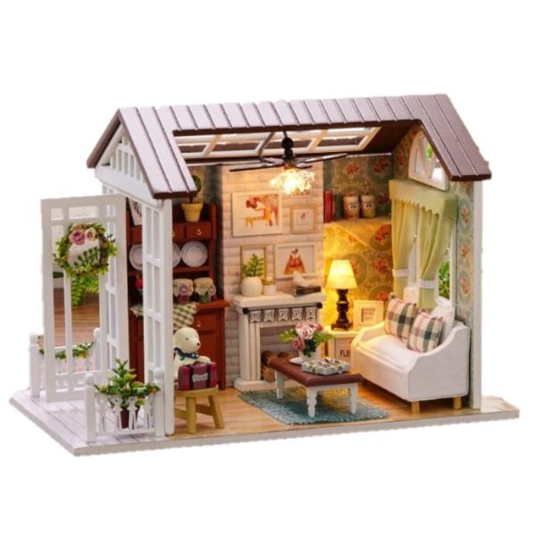 木製 ドールハウス キット 森のお部屋  リビングルーム dog 手作り 夢中になれる手作り体験が待っています！木製のドールハウスキット「森のお部屋 リビングルーム」は、自分のお部屋をテーマにしたミニチュア空間を自分の手で作り上げる楽しさ満...