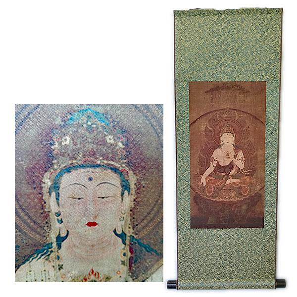 複製/作者不詳/十二天尊像/地天/仏掛軸/版画/掛軸☆宝船☆AJ-651 掛け軸 虚空蔵菩薩 仏画 丑年 寅年 守り本尊 インテリア 仏教