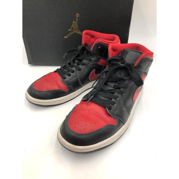 NIKE ナイキ DQ8426-067 AIR JORDAN 1 MID BLACK/VARSITY RED-SUMMIT WHITE スニーカー size25.5?/黒/赤 ■■◎メンズ