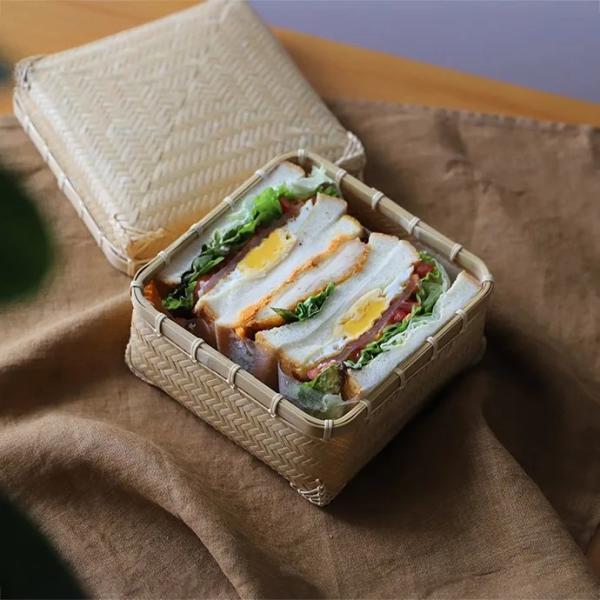 篠竹 サンドイッチかご　弁当かご　小物入れ　新品 hushykke_309057020