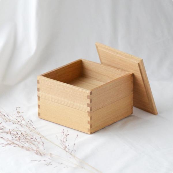松屋漆器店 白木塗 タモ 5寸 二段 重箱 15×15 弁当箱 2段 おせち 行楽