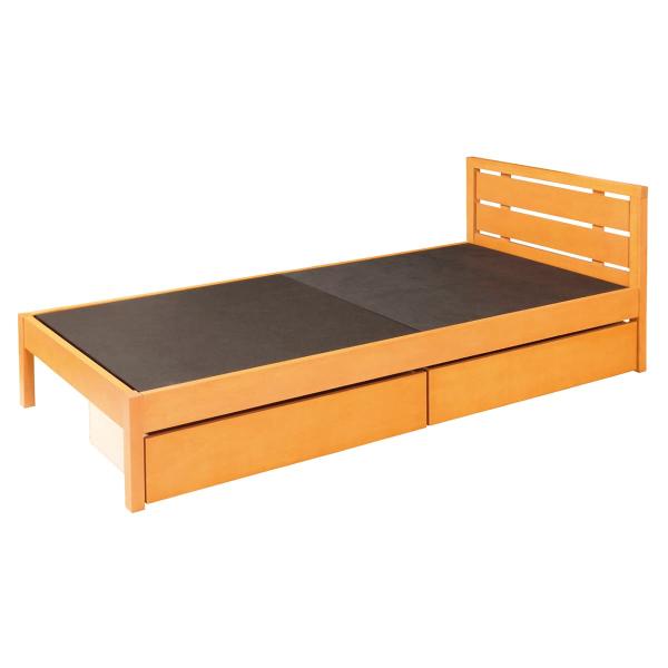 ■フレーム：ポプラ突板合板　ラバーウッド　塗装■マット：天然木布張り（ナイロン100%）■引き出し：ポプラ突板合板　塗装　キャスター付■静荷重：100kg■サイズ：W985×L2025×H710■ベッドの高さ：H325■床下：H215■床下...