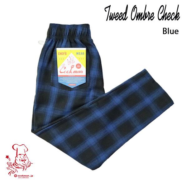 COOKMAN（クックマン） Chef Pants Tweed Ombre Check Blue シェフ