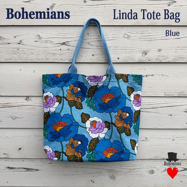 LINDA TOTE BAG BLUE リンダ トートバッグ ブルー ショッピング エコバック BOHEMIANS ボヘミアンズ 日本製