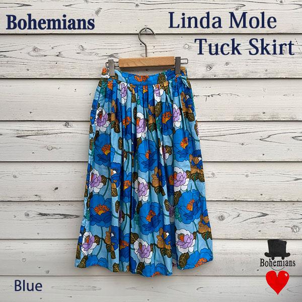LINDA MOLE TACK SKIRT BLUE リンダ タックスカート ブルー BOHEMIANS ボヘミアンズ