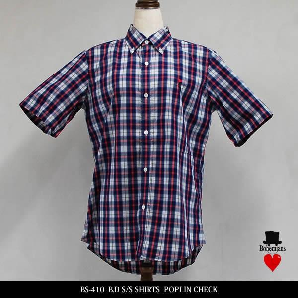 BOHEMIANS（ボヘミアンズ） POPLIN CHECK B.D S/S SHIRTS ボタンダウン 
