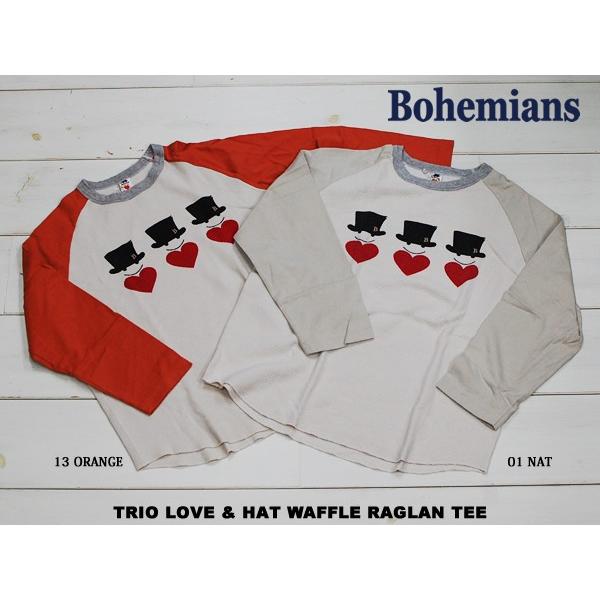 BOHEMIANS ボヘミアンズ TRIO LOVE & HAT WAFFLE RAGLAN 7分袖 Tシャツ 