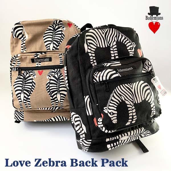 【美品】ボヘミアンズ Bohemians リュック LOVE ZEBRA 黒 BOHEMIANS（ボヘミアンズ） LOVE ZEBRA BACK PACK リュックサック 日本