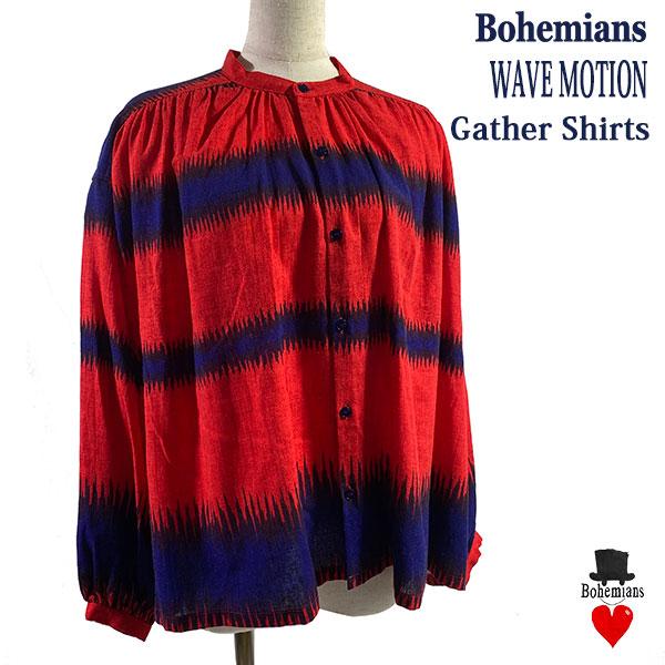 BOHEMIANS（ボヘミアンズ） WAVE MOTION GATHER SHIRTS RED ウエーブ