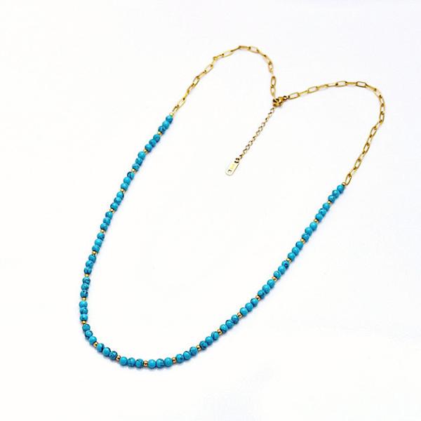 天然ターコイズ 特製チェーン ネックレス ターコイズストーン 天然ターコイズ 特製チェーン ネックレス ターコイズストーン