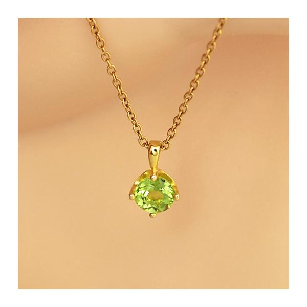 天然石　8月誕生石　橄欖石　ペリドット　肌に優しい金属　シルバー925　ゴールド色　ネックレス