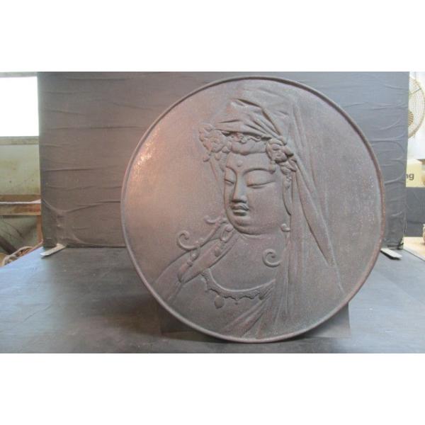 ろうけつ染め観音菩薩×昭和レトロ大判額縁　ヴィンテージ　骨董品　フレーム　布絵 ろうけつ染め観音菩薩×昭和レトロ大判額縁 ヴィンテージ 骨董品