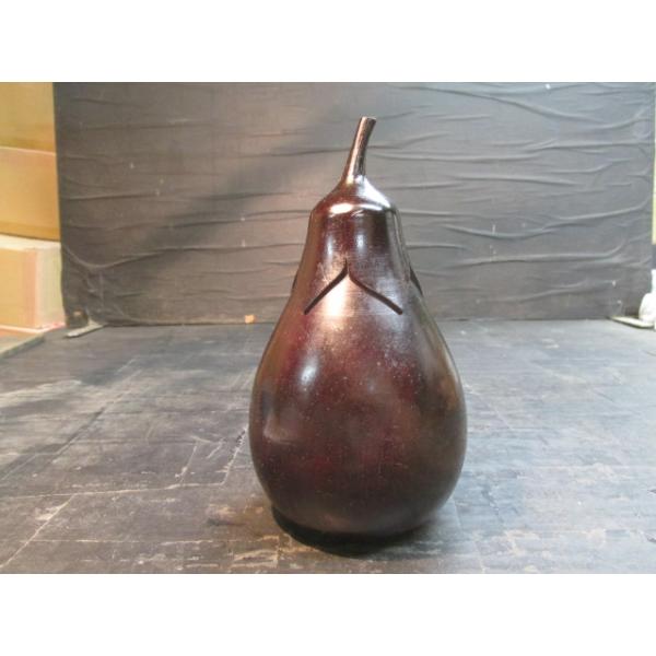 茶道具 黒柿 茄子形 仙媒 茶合 美しい木目 黒柿茄子形茶入れ 茶道具